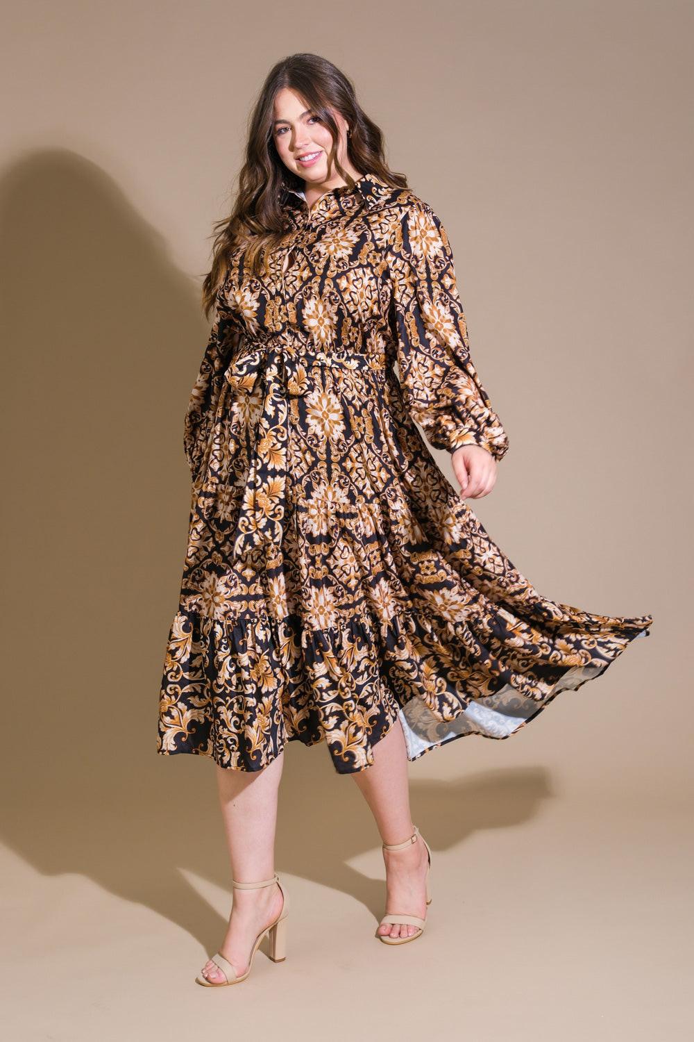 Celestial Beauty Woven Midi Dress in black, view 1 — Soul Flow Apparel