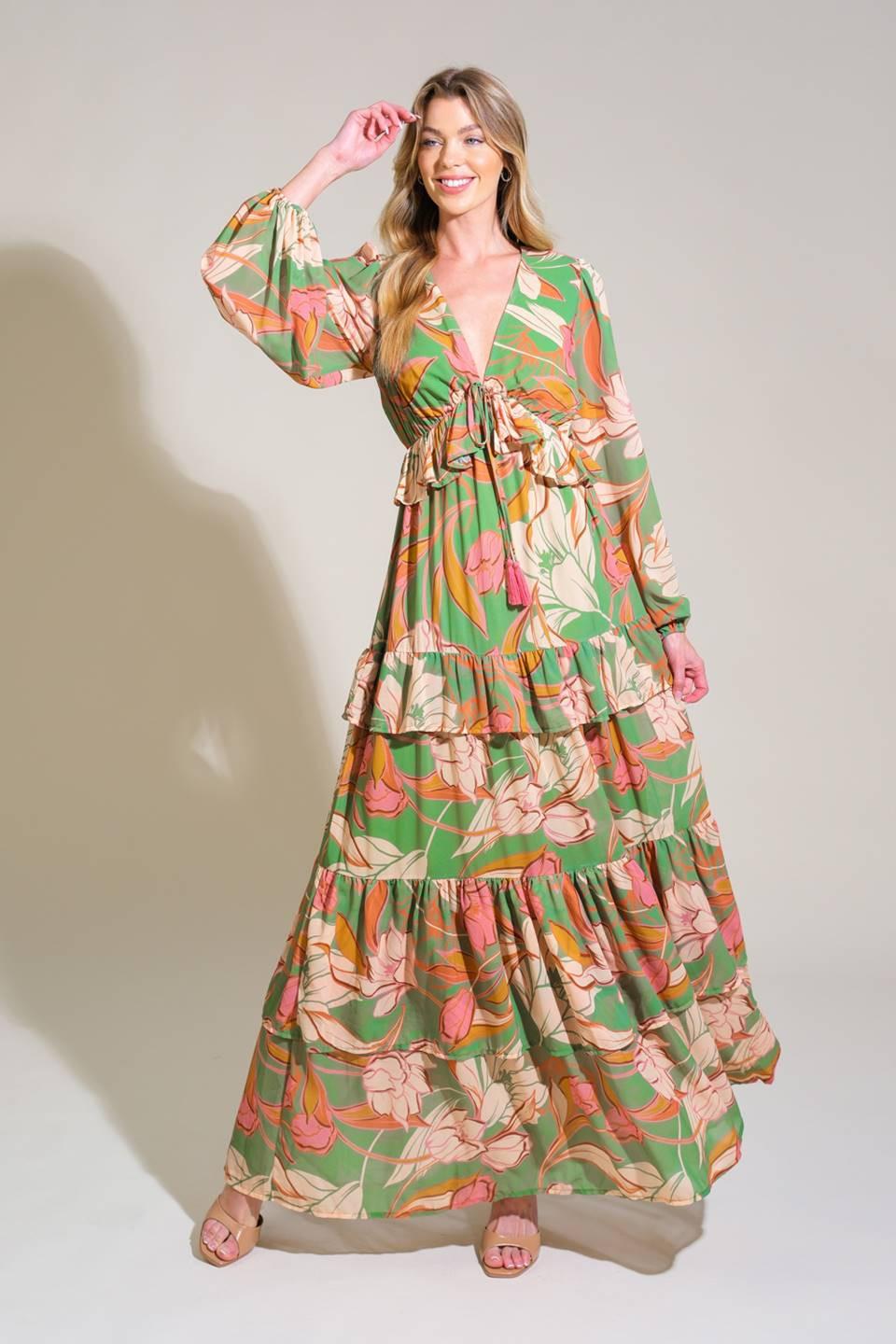 Grace in Every Step Woven Maxi Dress in sage, view 1 — Soul Flow Apparel