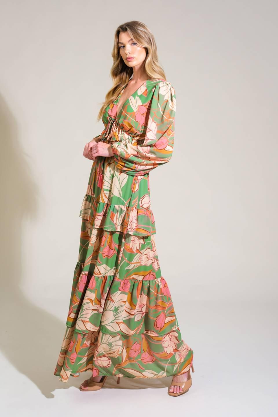 Grace in Every Step Woven Maxi Dress in sage, view 3 — Soul Flow Apparel