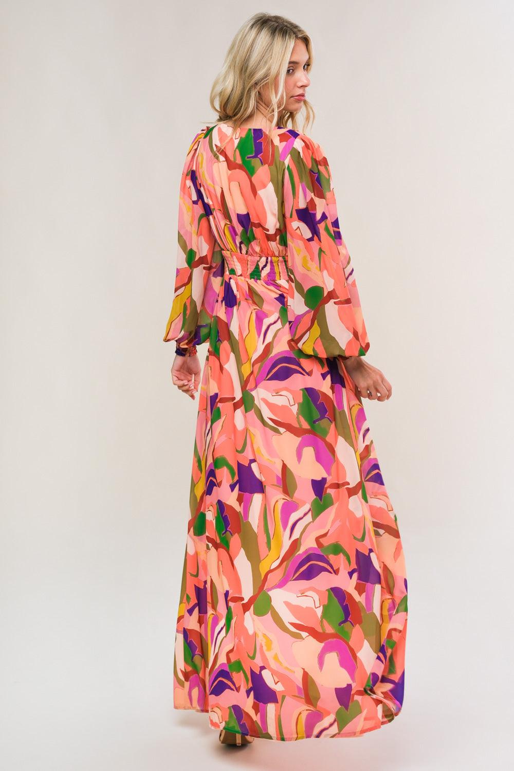 Over and Over Woven Maxi Dress in peach, view 2 — Soul Flow Apparel