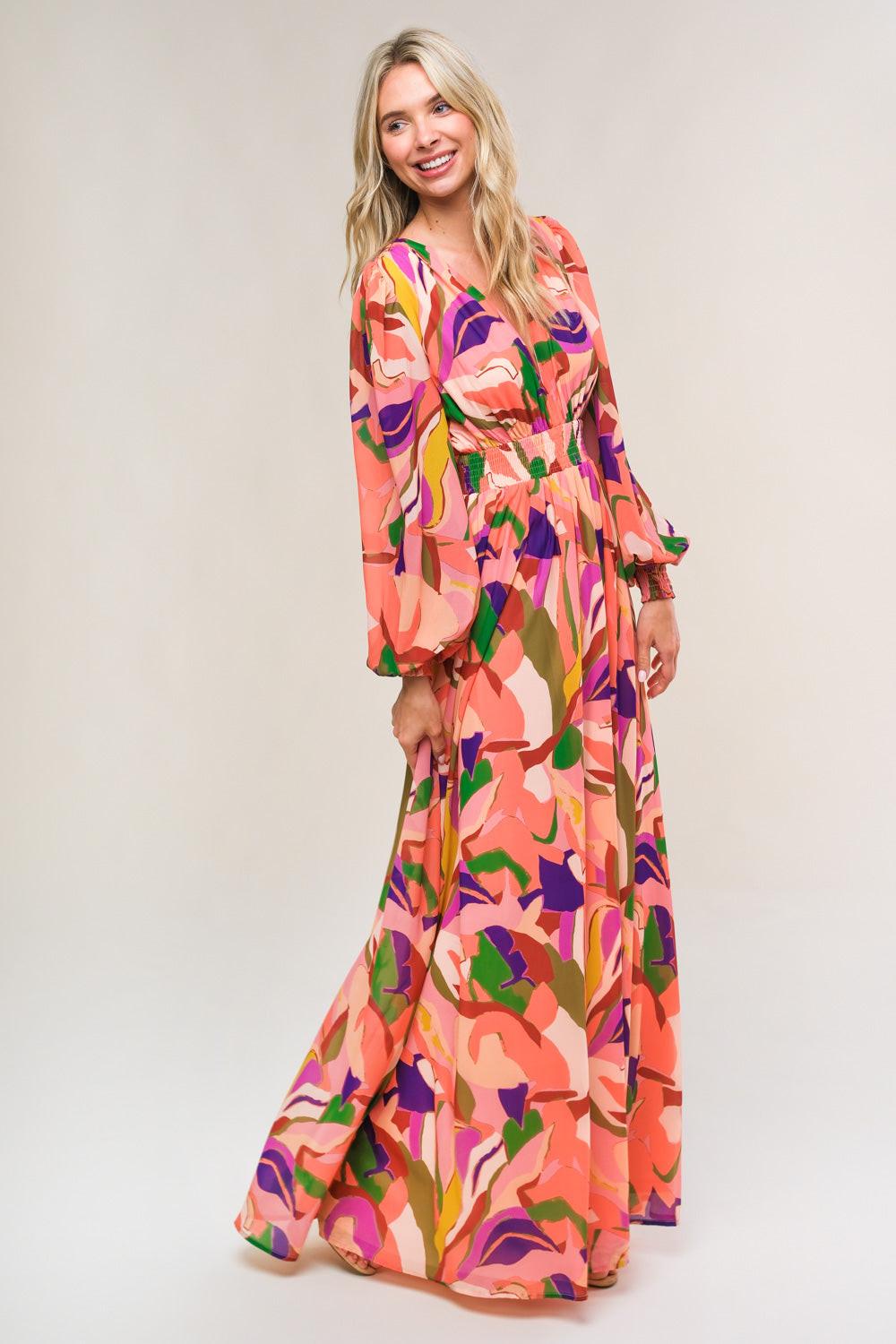 Over and Over Woven Maxi Dress in peach, view 3 — Soul Flow Apparel