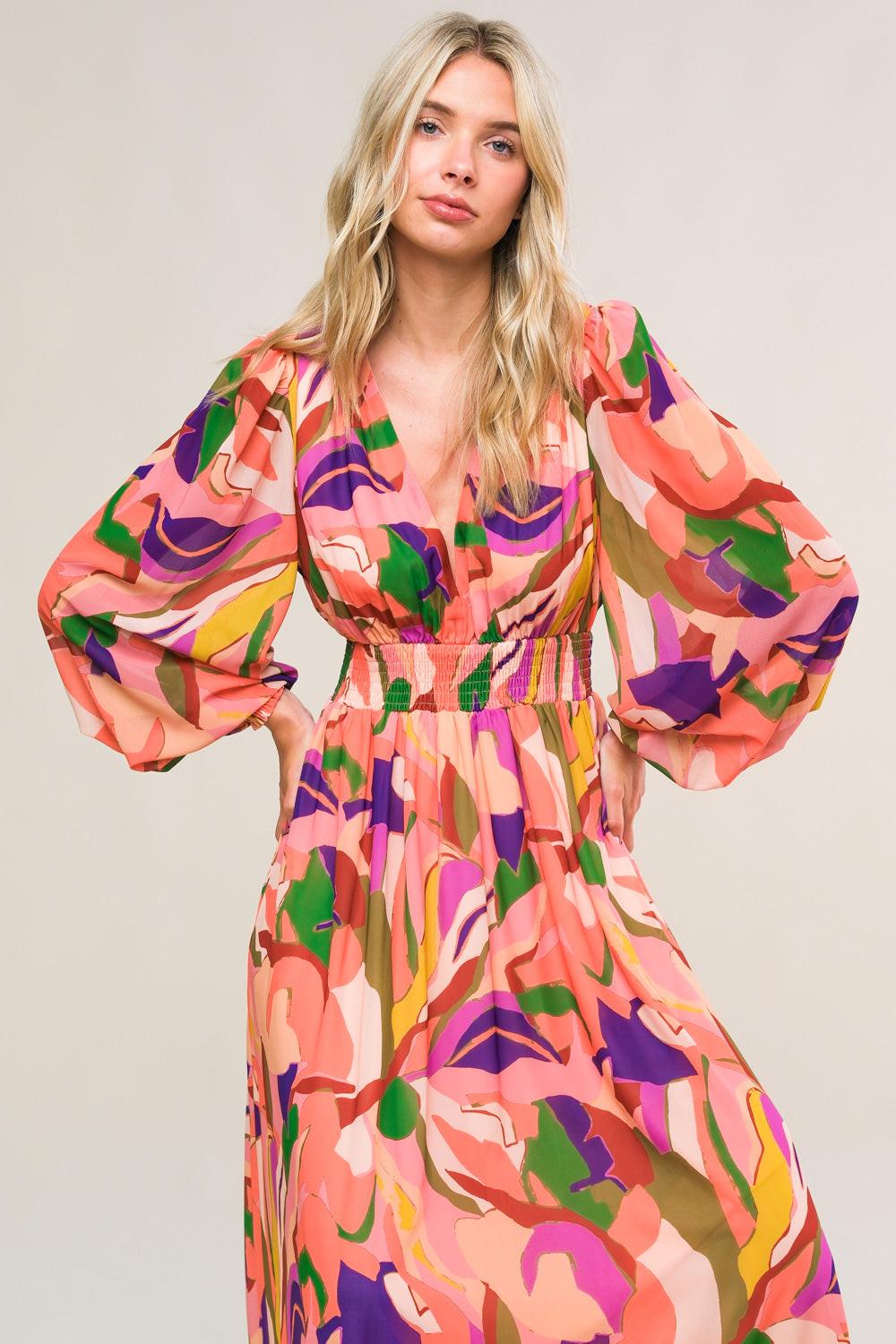 Over and Over Woven Maxi Dress in peach, view 5 — Soul Flow Apparel