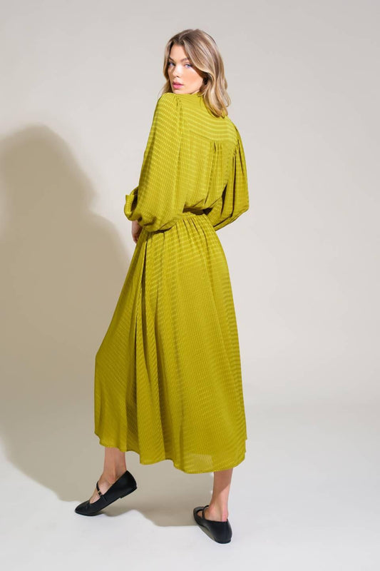 Love Like Ours Woven Midi Dress in dijon, view 2 — Soul Flow Apparel