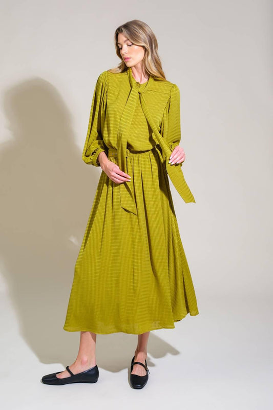 Love Like Ours Woven Midi Dress in dijon, view 4 — Soul Flow Apparel