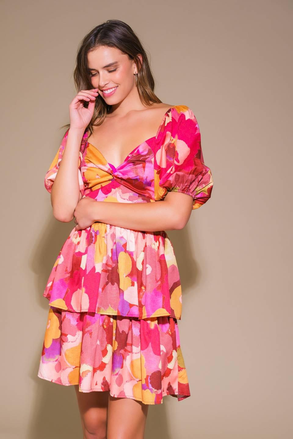 Whimsical Beauty Woven Mini Dress in magentamustard, view 4 — Soul Flow Apparel