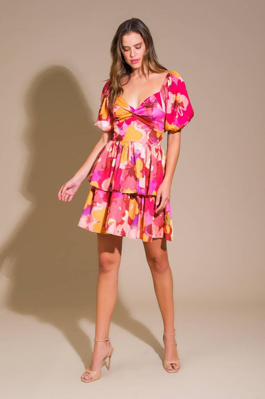 Whimsical Beauty Woven Mini Dress in magentamustard, view 7 — Soul Flow Apparel
