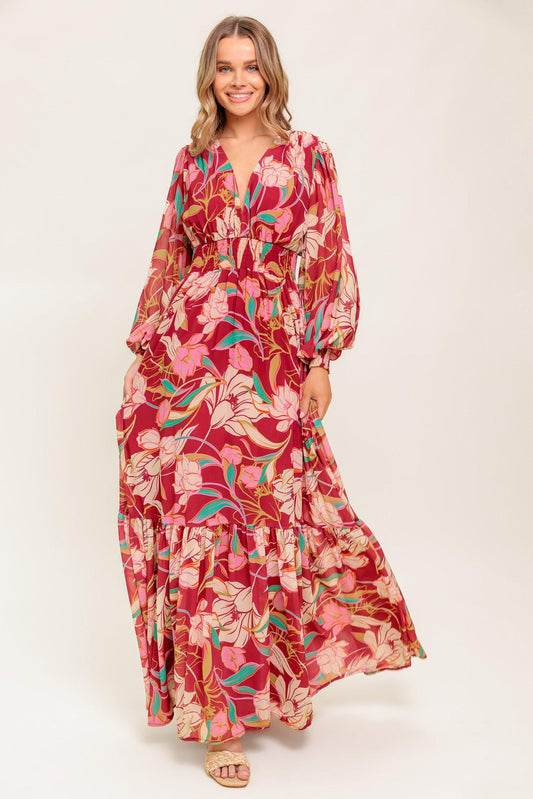 Amazing Presence Woven Maxi Dress in berry, view 5 — Soul Flow Apparel