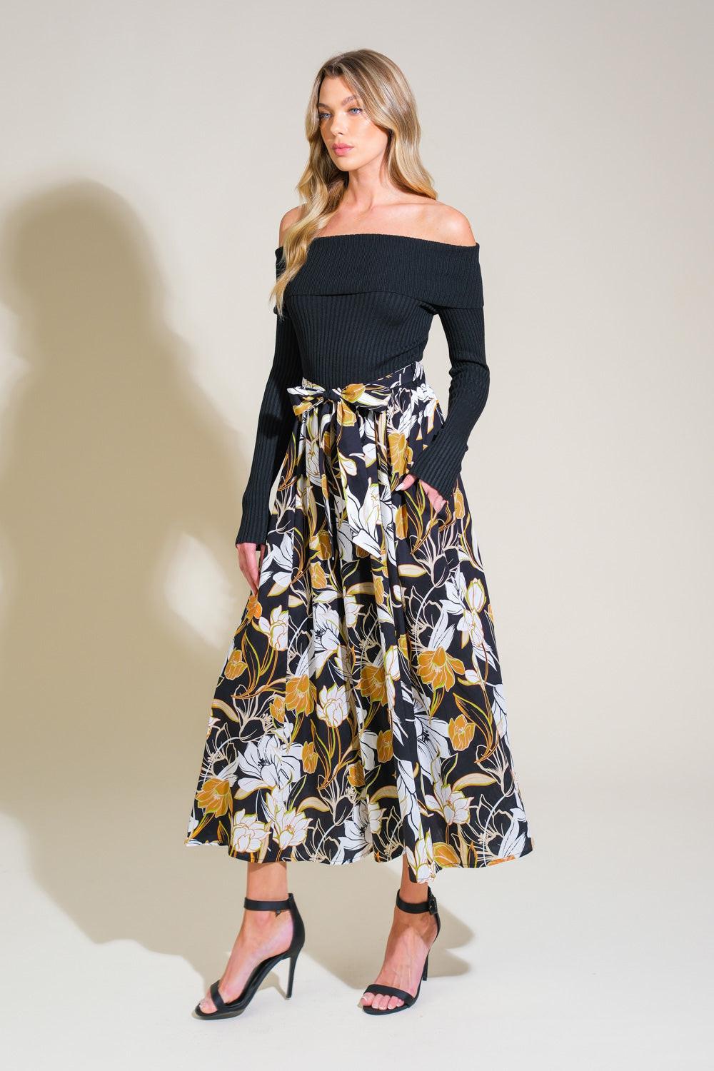 Twist on Timeless Woven Midi Dress in black, view 3 — Soul Flow Apparel