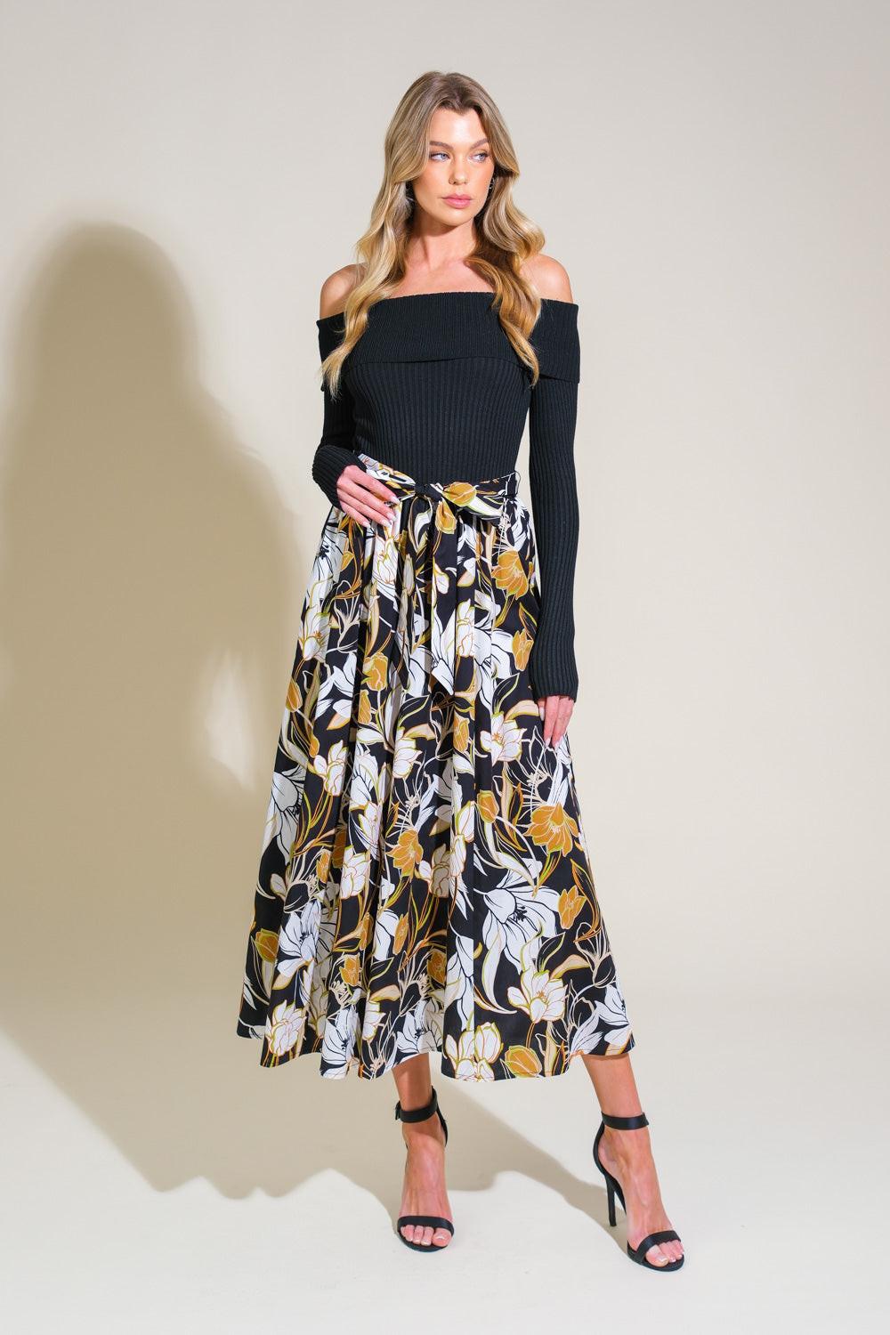 Twist on Timeless Woven Midi Dress in black, view 5 — Soul Flow Apparel