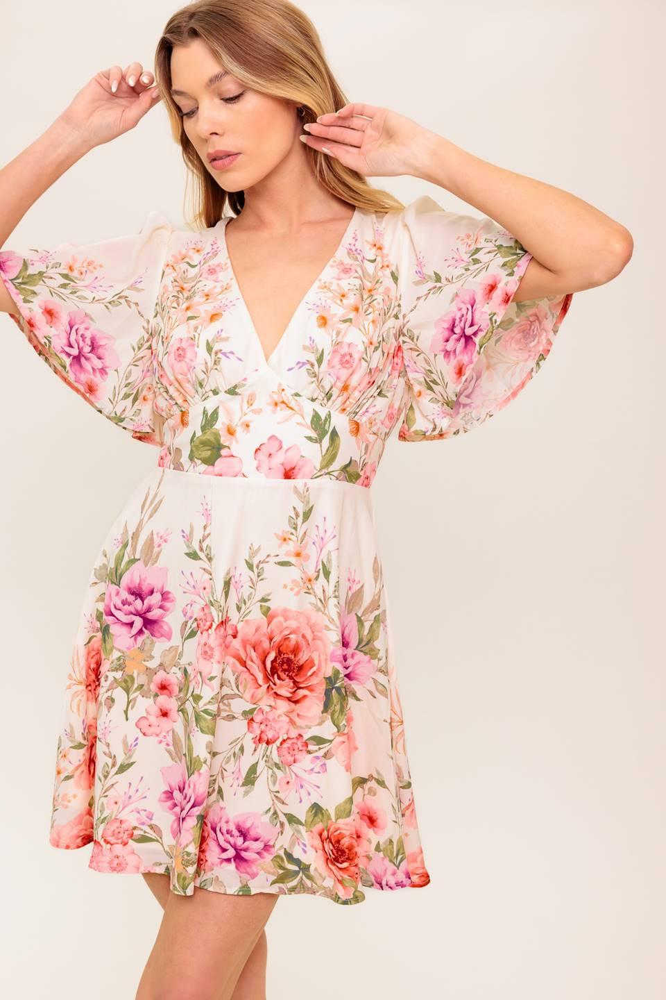 The World Awaits Light Pink Woven Mini Dress, view 3 — Soul Flow Apparel