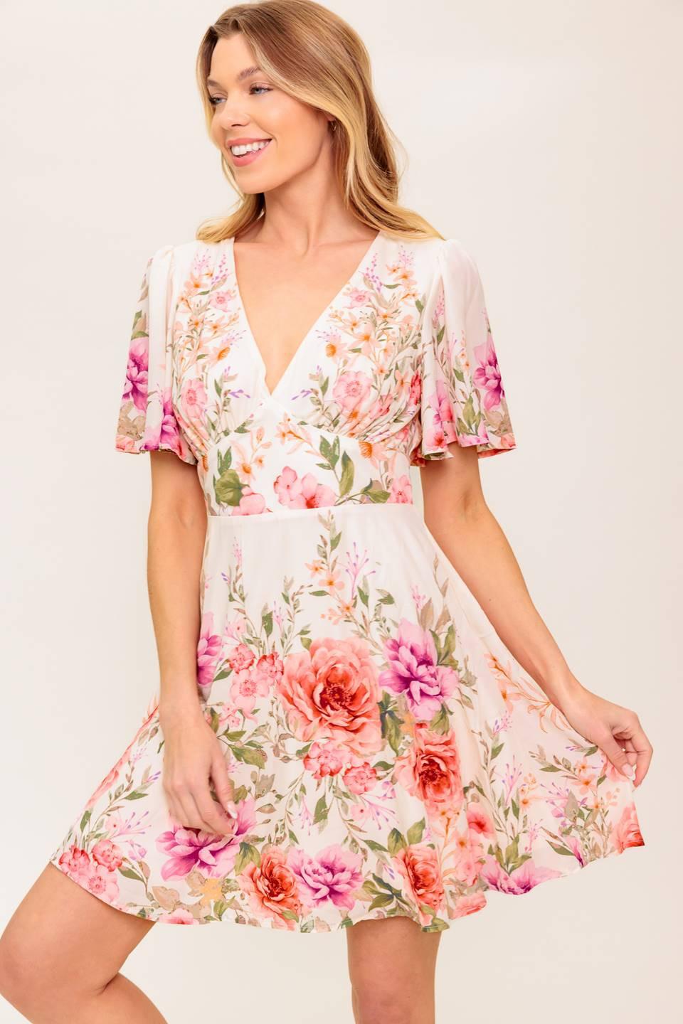 The World Awaits Light Pink Woven Mini Dress, view 4 — Soul Flow Apparel
