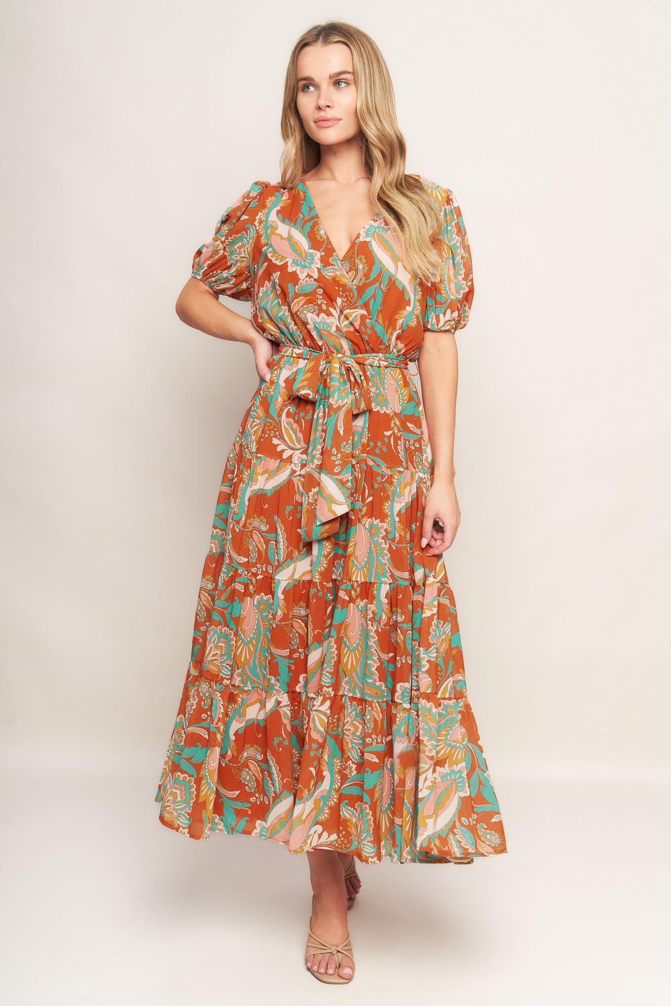 Can't Live Without Rust Woven Midi Dress, view 1 — Soul Flow Apparel