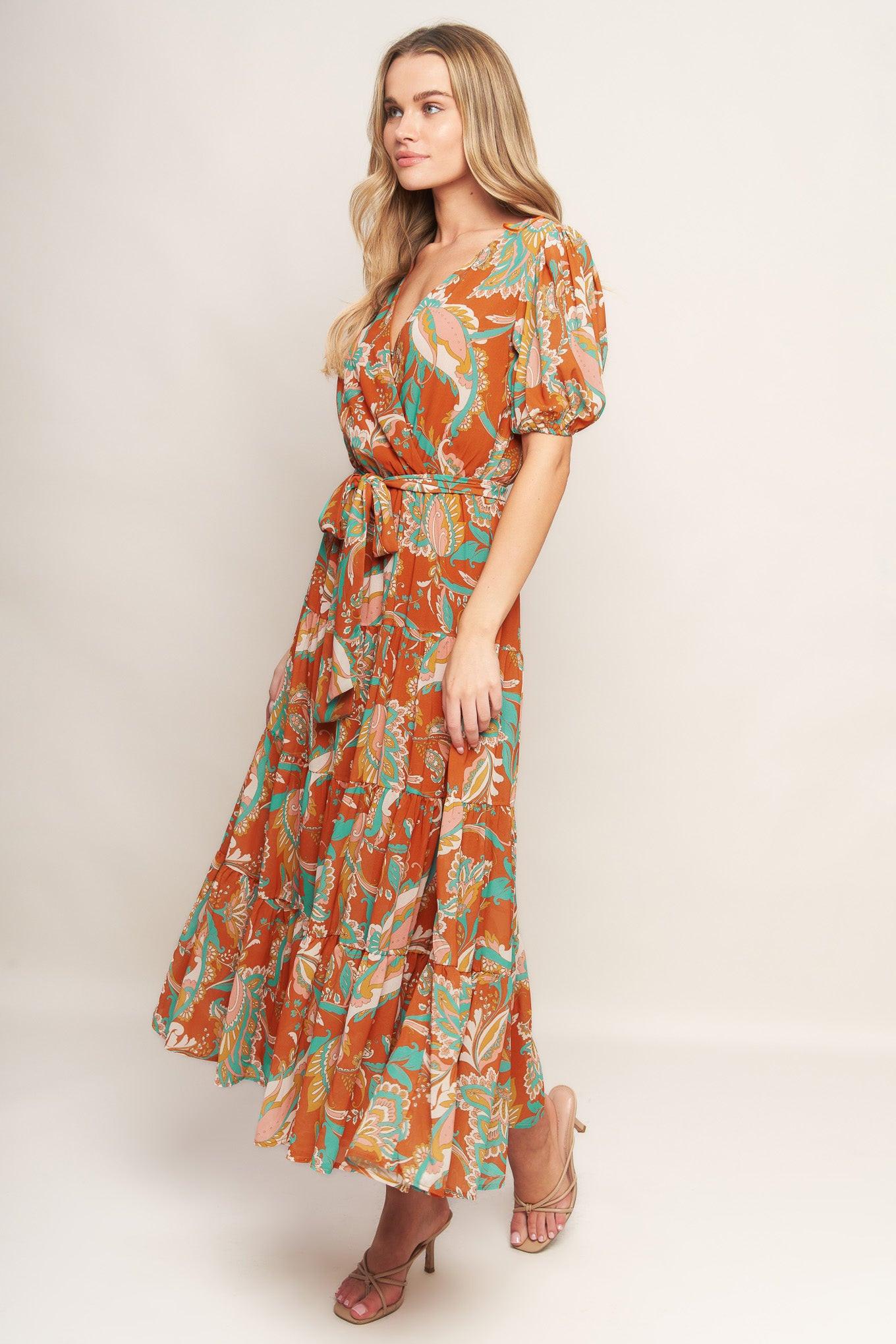 Can't Live Without Rust Woven Midi Dress, view 4 — Soul Flow Apparel