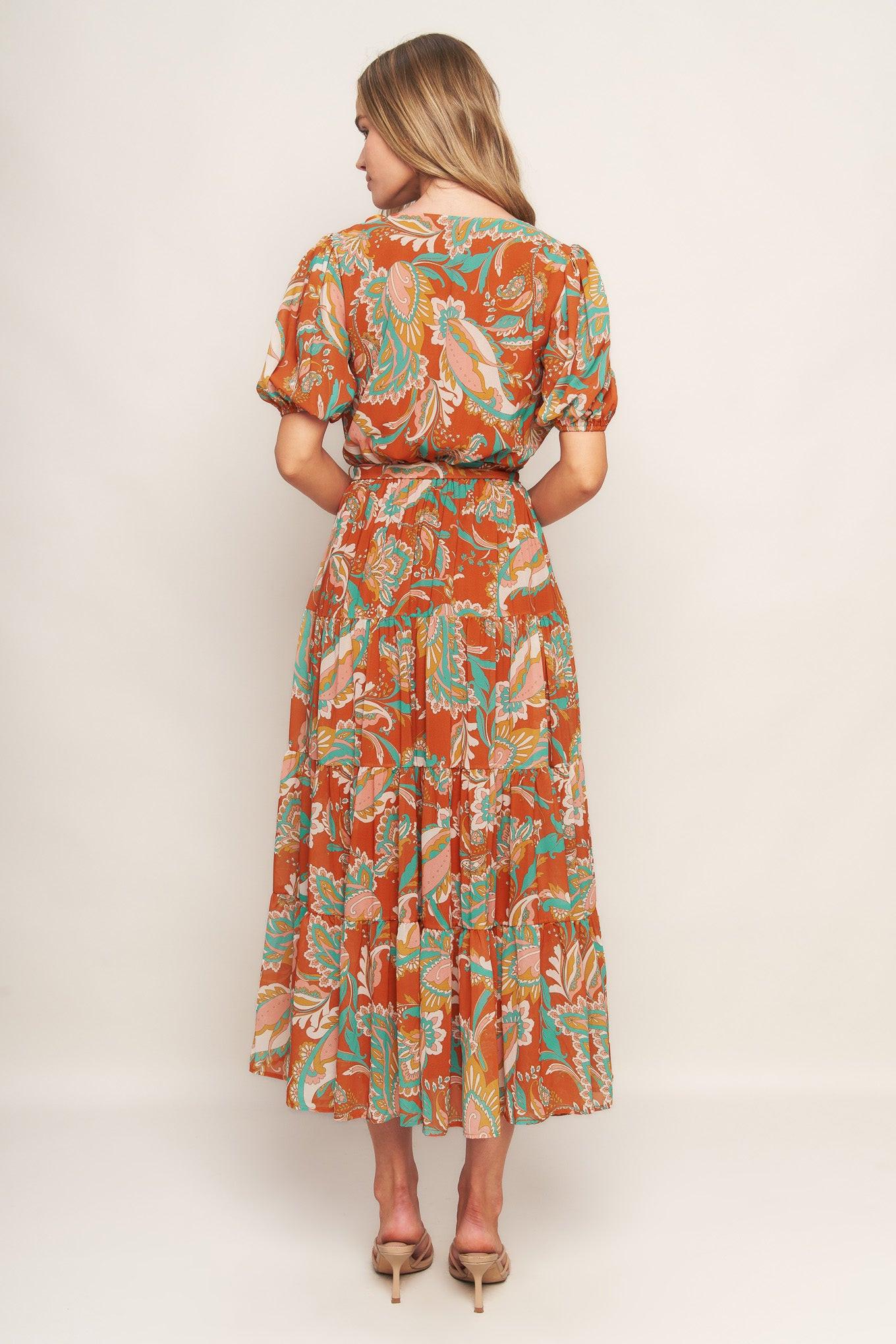 Can't Live Without Rust Woven Midi Dress, view 5 — Soul Flow Apparel