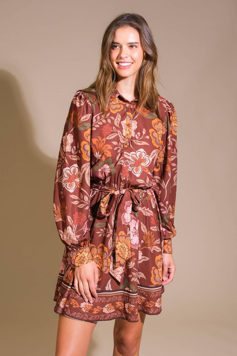 Desert Dawn Woven Mini Dress in brown, view 1 — Soul Flow Apparel