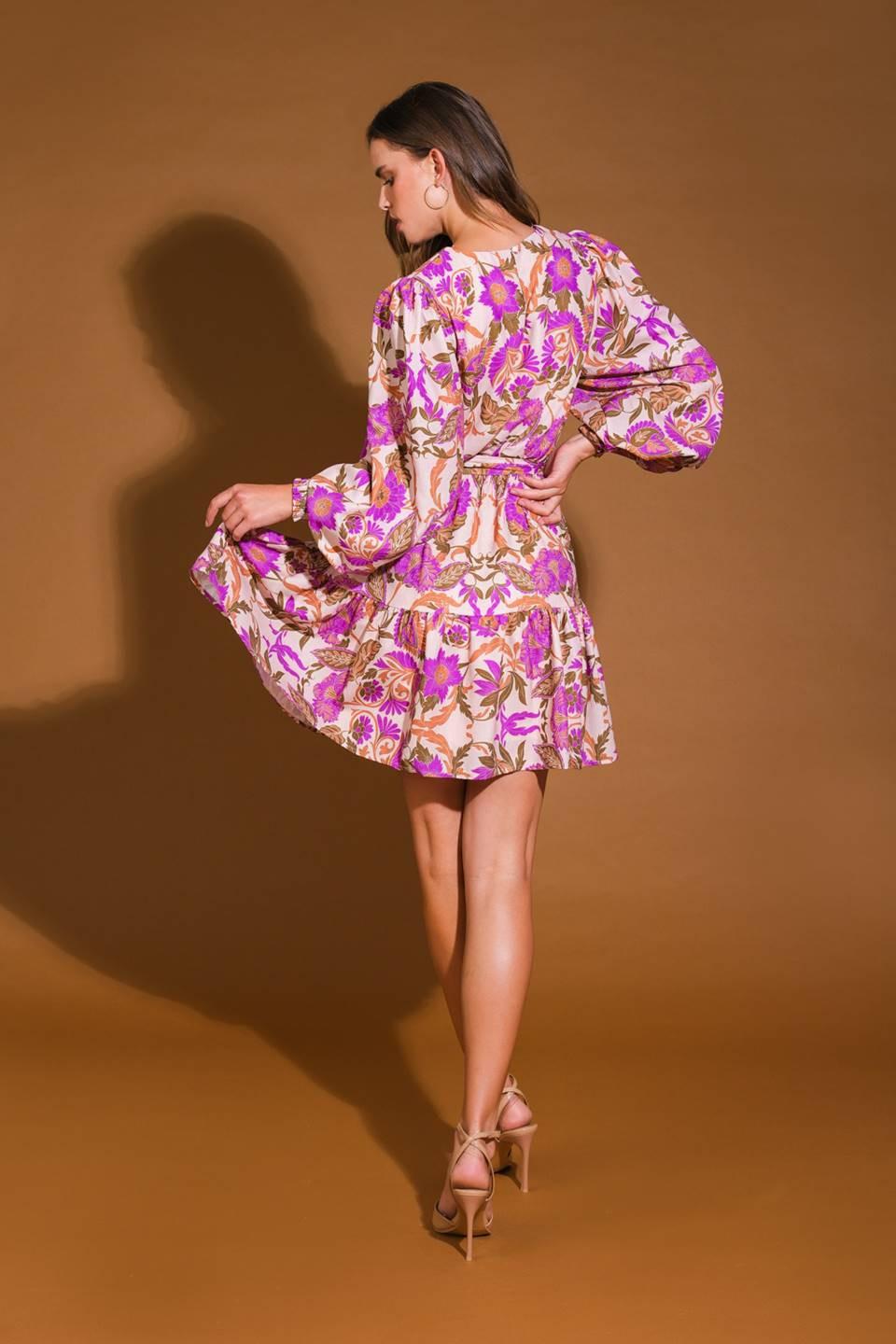 Blissful Strolls Woven Mini Dress in ivory orchid, view 2 — Soul Flow Apparel