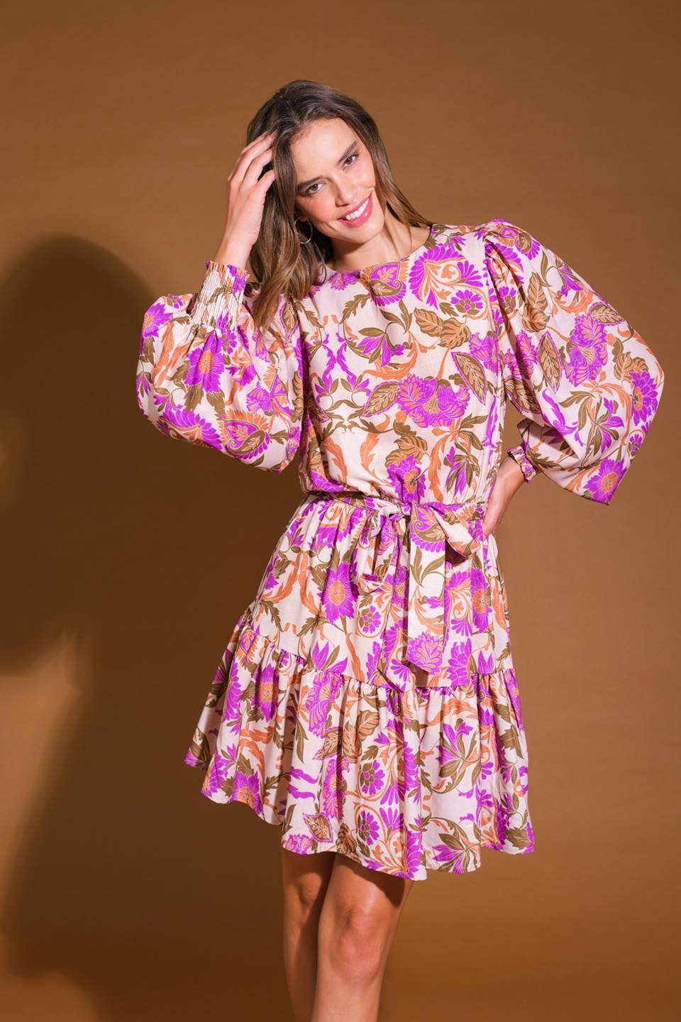 Blissful Strolls Woven Mini Dress in ivory orchid, view 4 — Soul Flow Apparel