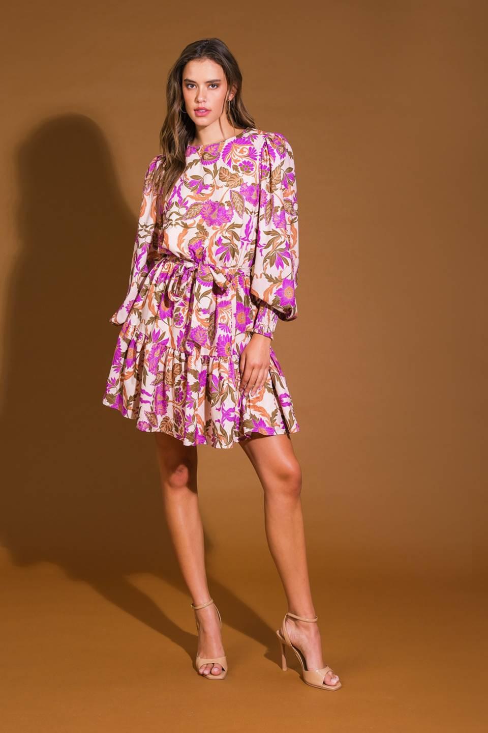 Blissful Strolls Woven Mini Dress in ivory orchid, view 5 — Soul Flow Apparel