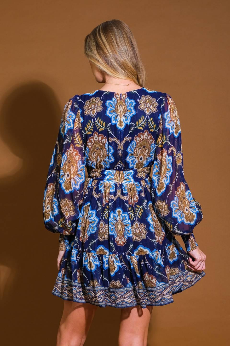 So Delighted Woven Mini Dress in navy, view 2 — Soul Flow Apparel