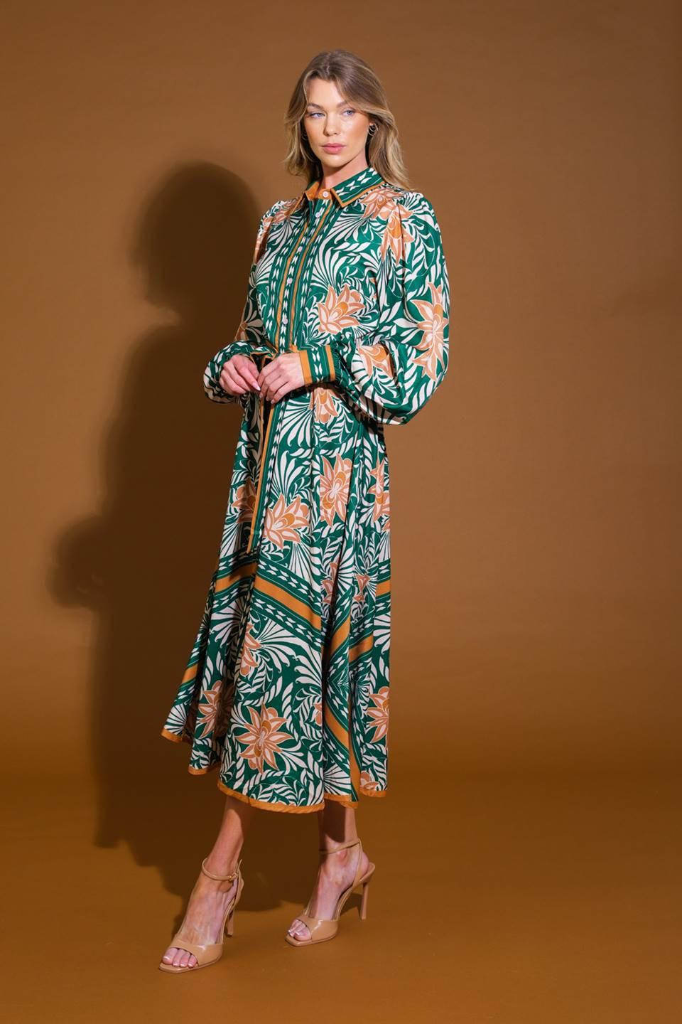 Love Espresso Woven Midi Dress in green camel, view 3 — Soul Flow Apparel
