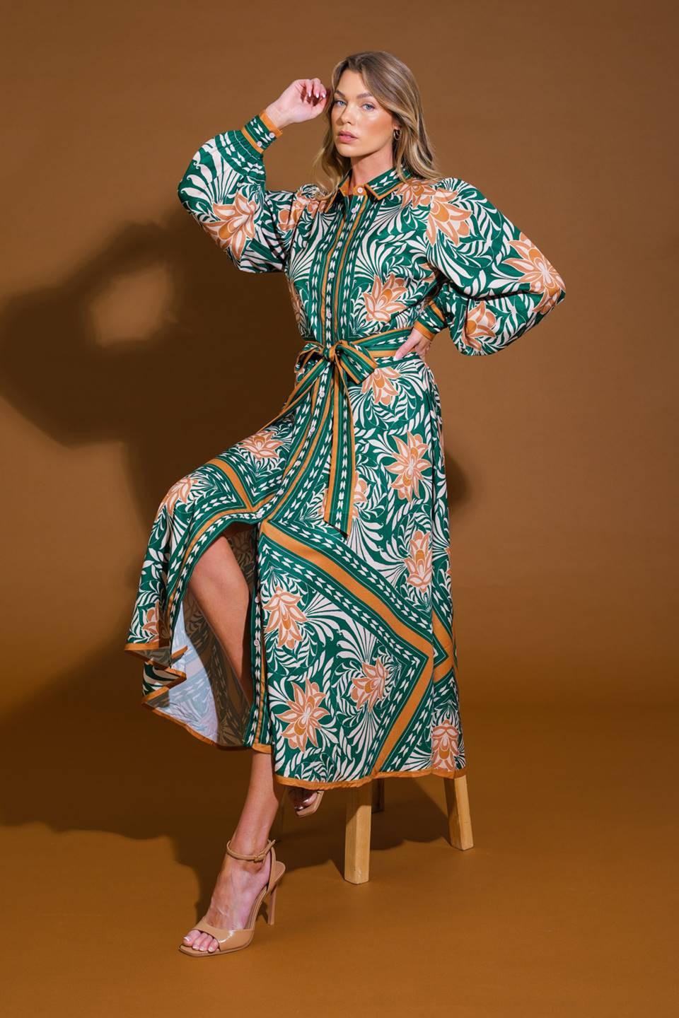 Love Espresso Woven Midi Dress in green camel, view 5 — Soul Flow Apparel