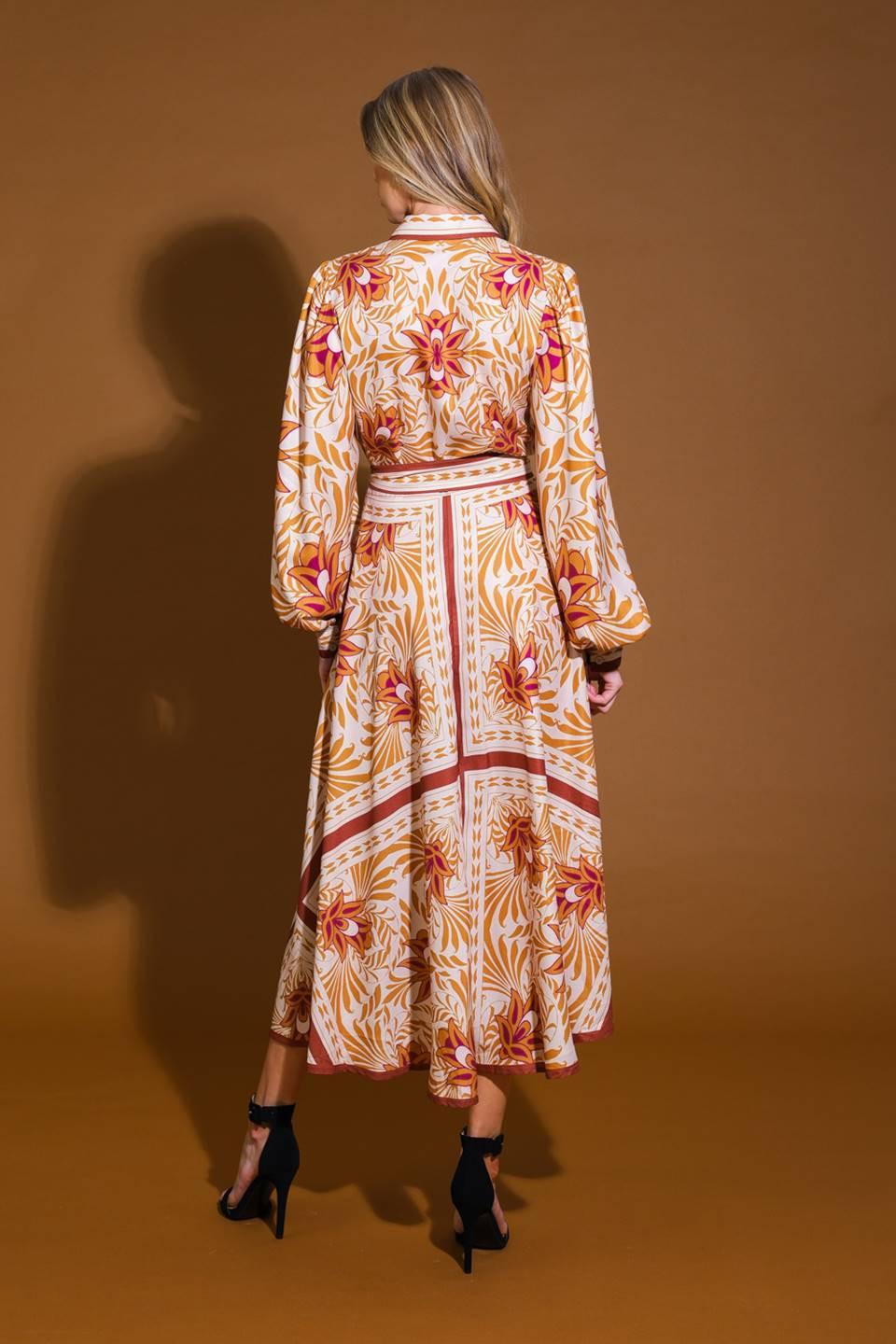 Love Espresso Woven Midi Dress in ivory camel, view 2 — Soul Flow Apparel