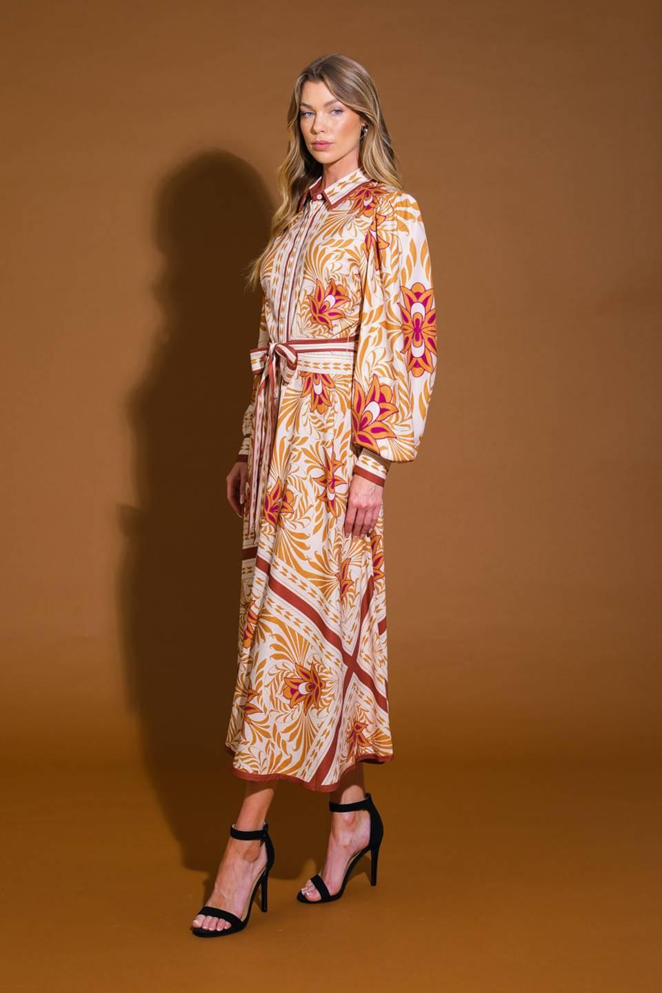 Love Espresso Woven Midi Dress in ivory camel, view 3 — Soul Flow Apparel