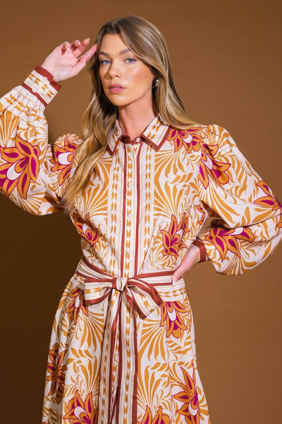 Love Espresso Woven Midi Dress in ivory camel, view 4 — Soul Flow Apparel