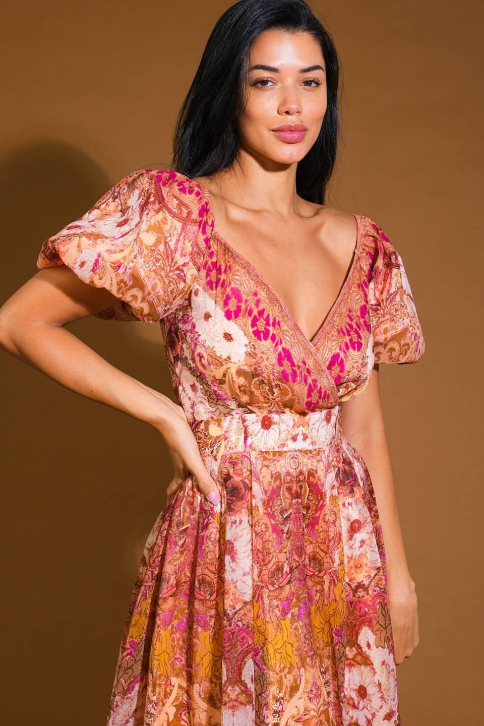 For Good Woven Midi Dress in taupe brown, view 4 — Soul Flow Apparel