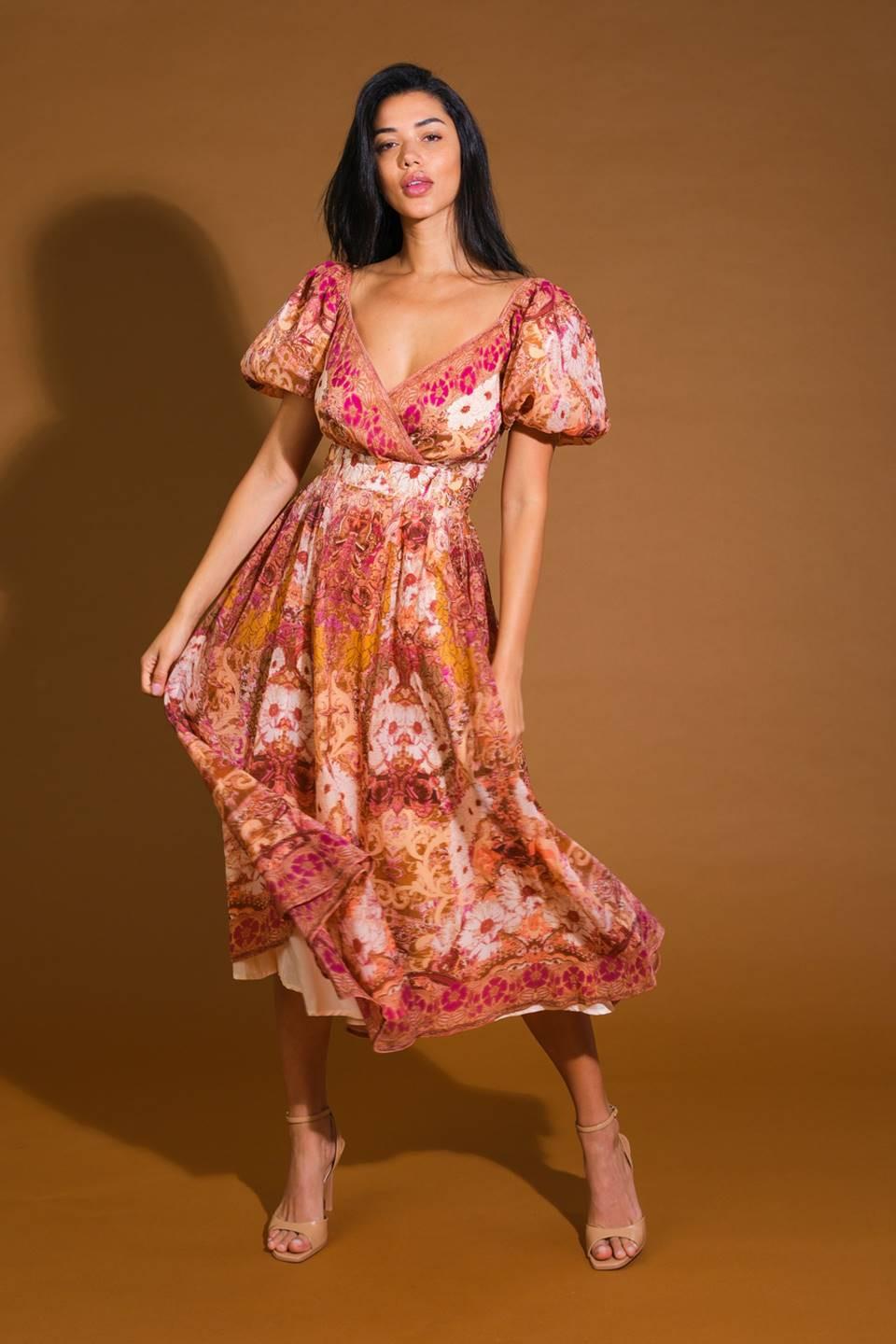 For Good Woven Midi Dress in taupe brown, view 5 — Soul Flow Apparel