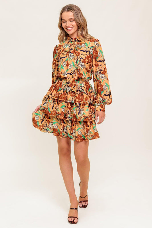 Secret Crush Woven Mini Dress in taupe brown, view 2 — Soul Flow Apparel