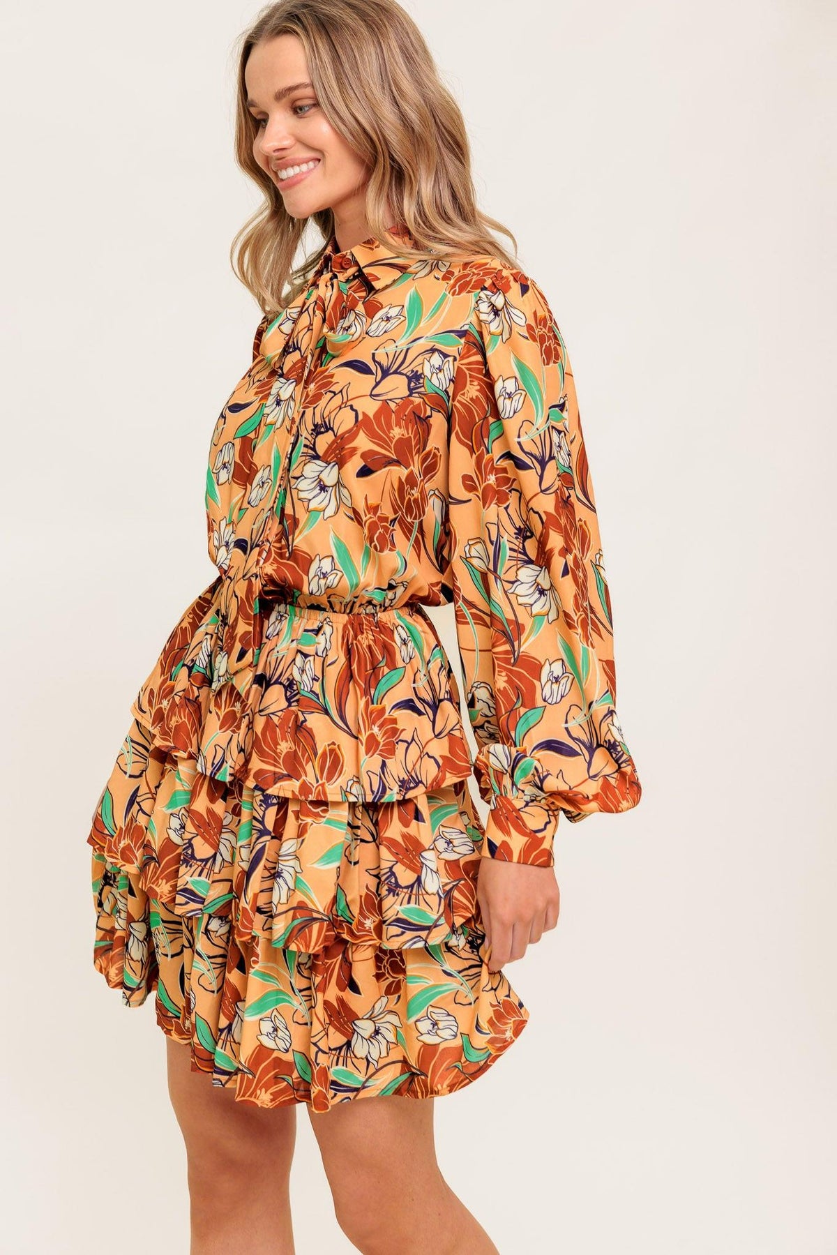 Secret Crush Woven Mini Dress in taupe brown, view 5 — Soul Flow Apparel