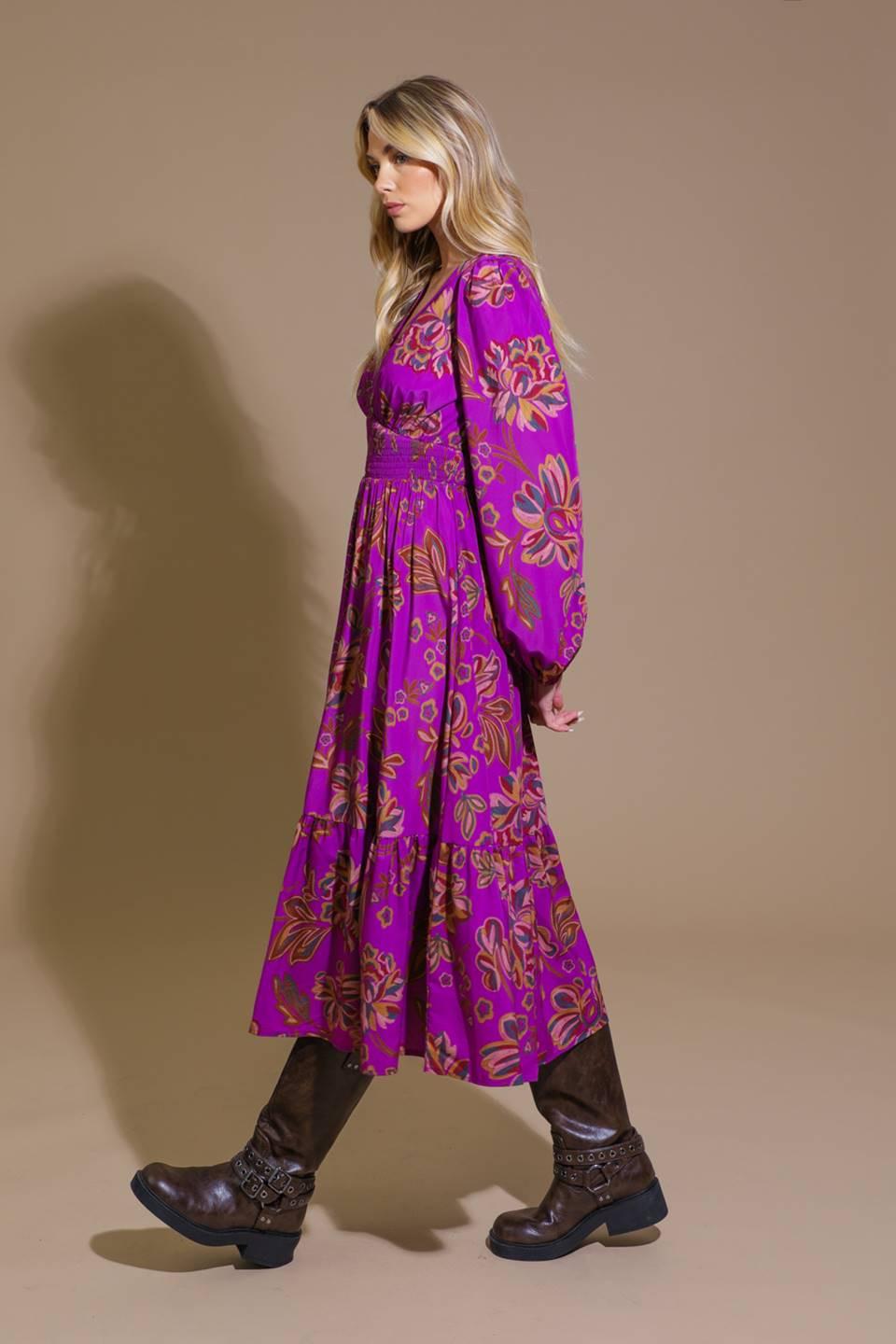 Elegantly Elevated Woven Midi Dress in lavender, view 3 — Soul Flow Apparel