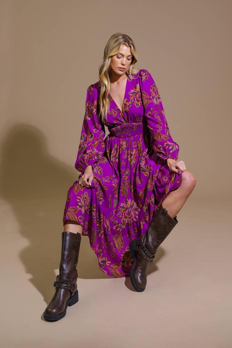 Elegantly Elevated Woven Midi Dress in lavender, view 4 — Soul Flow Apparel
