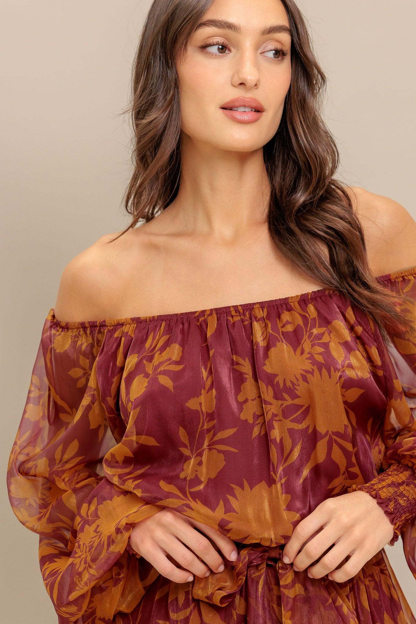 Petal Mist Woven Mini Dress in maroon, view 5 — Soul Flow Apparel