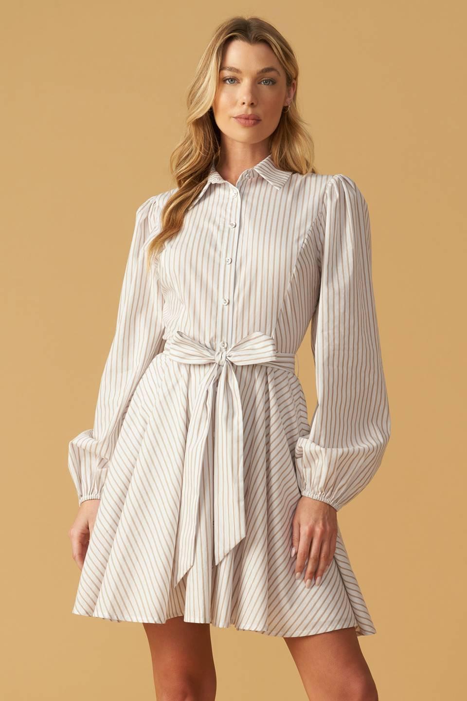 Beauty & Style Woven Mini Dress in off-white, view 1 — Soul Flow Apparel