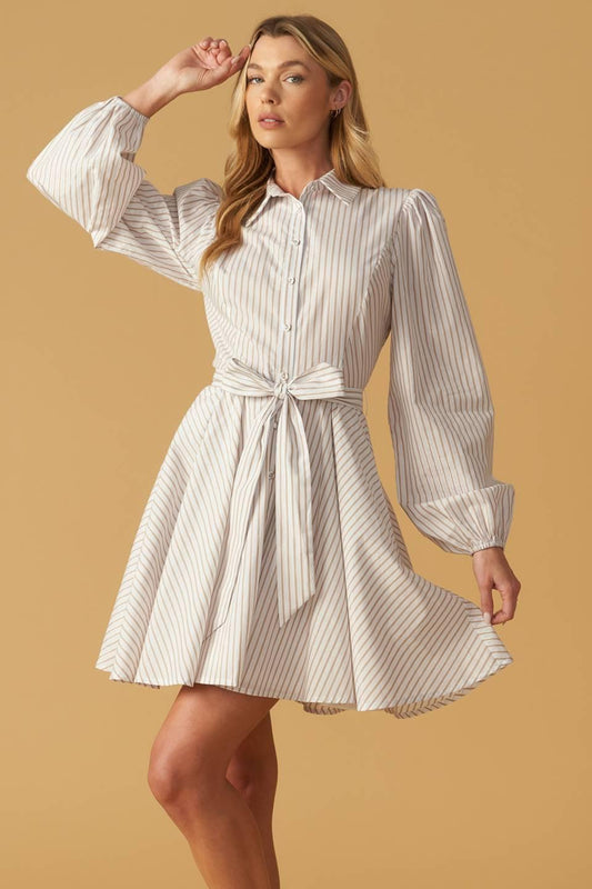 Beauty & Style Woven Mini Dress in off-white, view 2 — Soul Flow Apparel