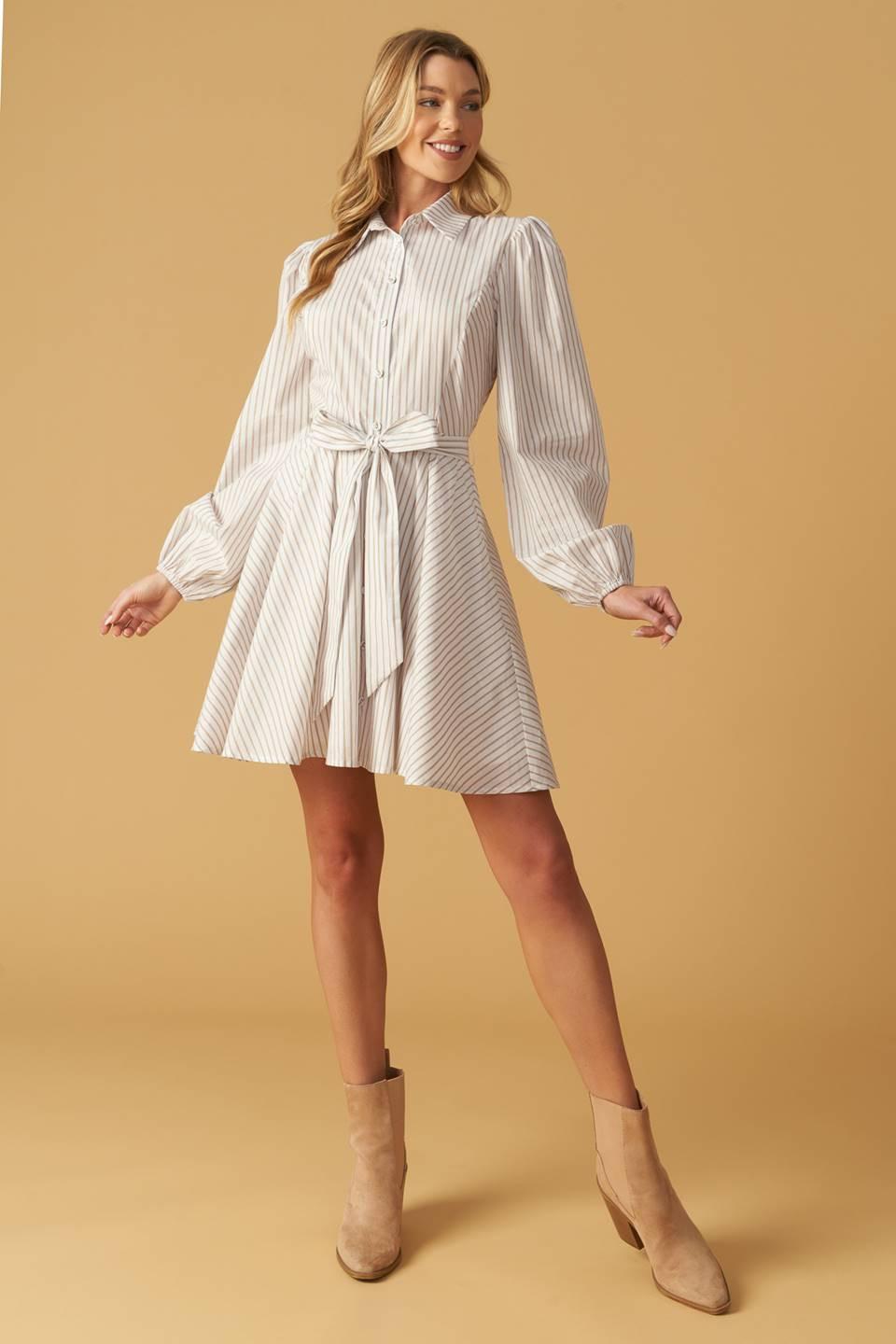 Beauty & Style Woven Mini Dress in off-white, view 3 — Soul Flow Apparel