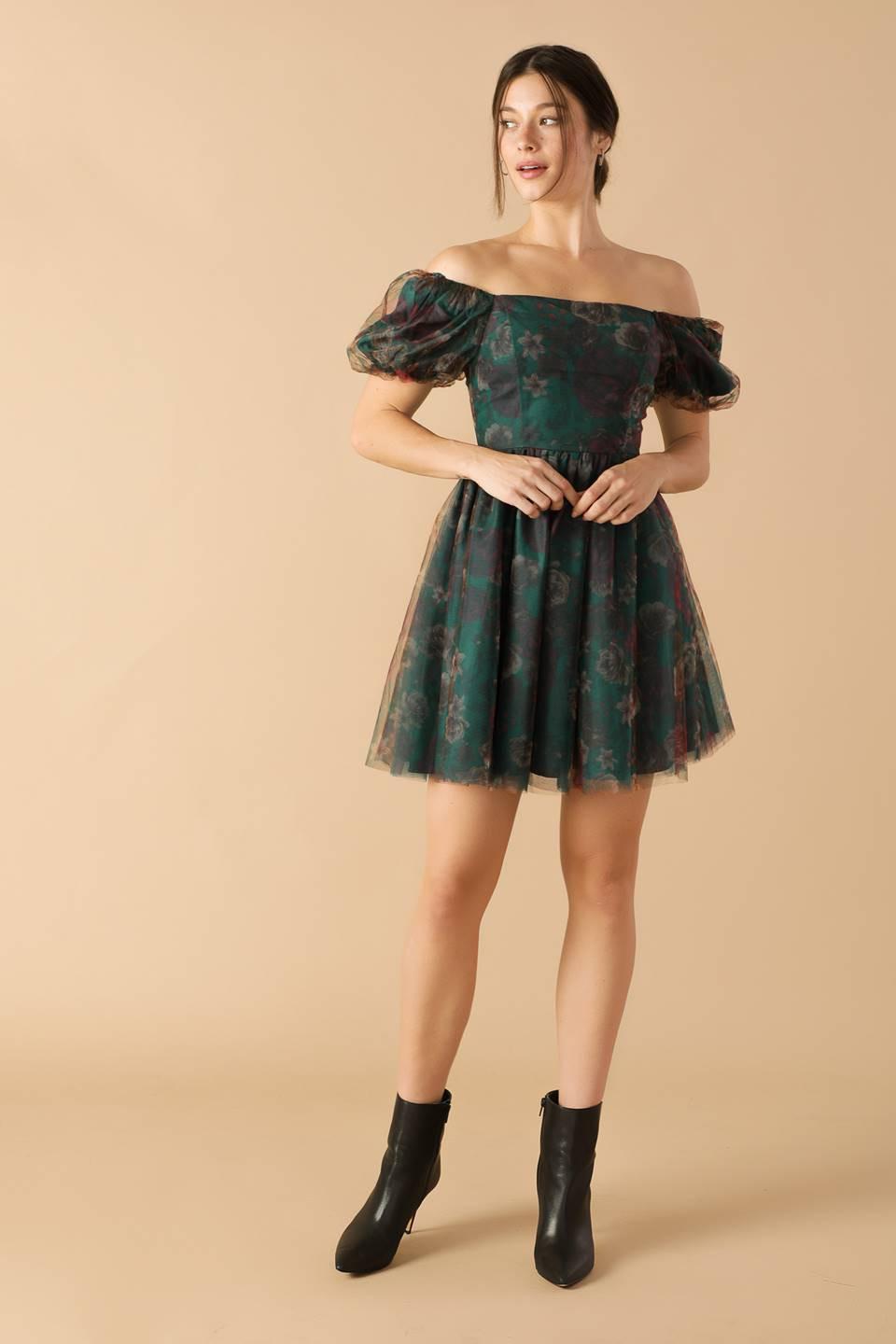 Be Good to Me Woven Organza Dress in teal, view 1 — Soul Flow Apparel