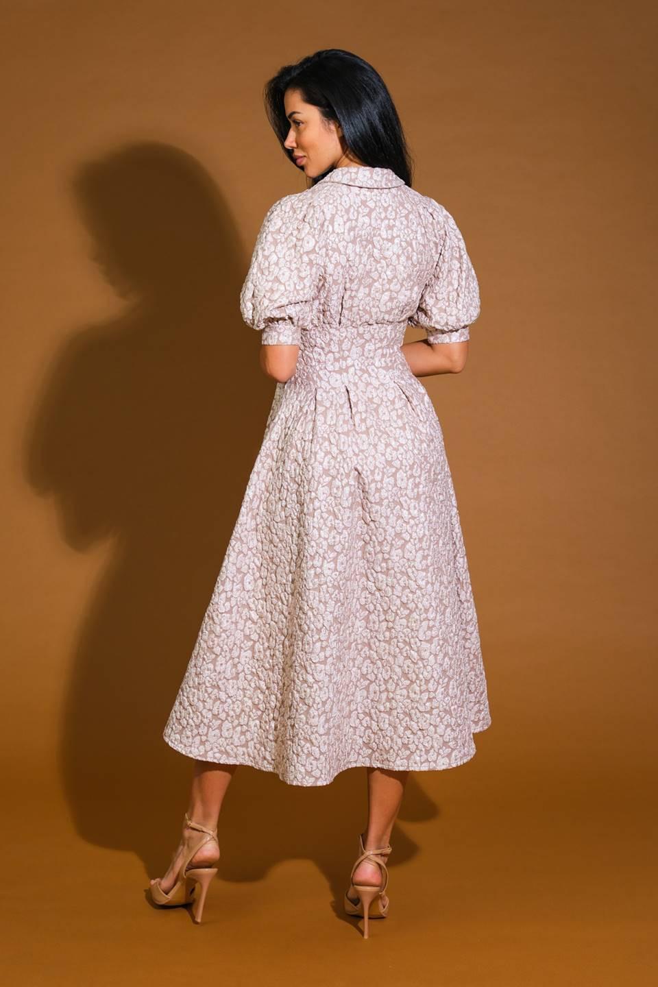 Perfect Vision Woven Midi Dress in taupe, view 2 — Soul Flow Apparel
