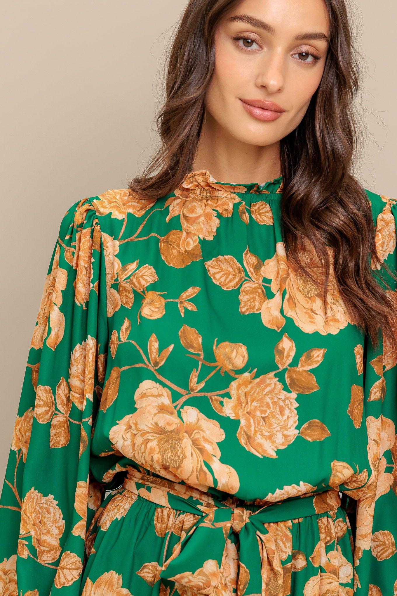 Songs About You Woven Midi Dress in green, view 2 — Soul Flow Apparel
