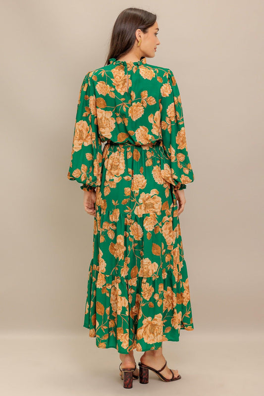Songs About You Woven Midi Dress in green, view 5 — Soul Flow Apparel