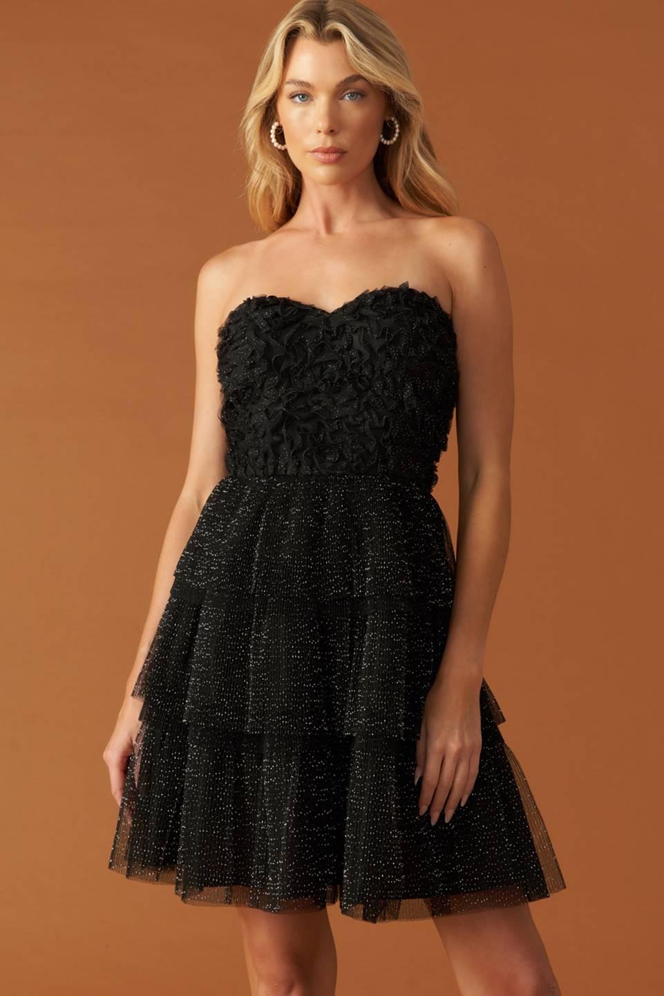 One Thing At a Time Woven Mini Dress in black silver, view 4 — Soul Flow Apparel