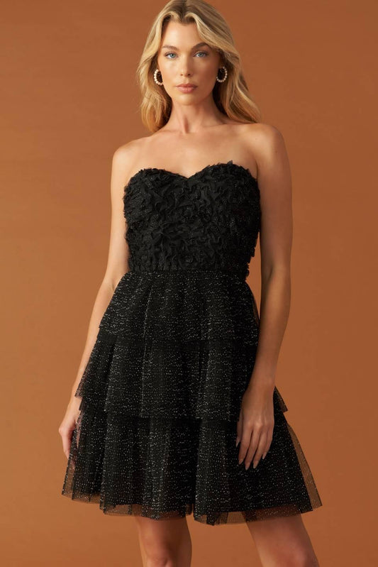 One Thing At a Time Woven Mini Dress in black silver, view 4 — Soul Flow Apparel