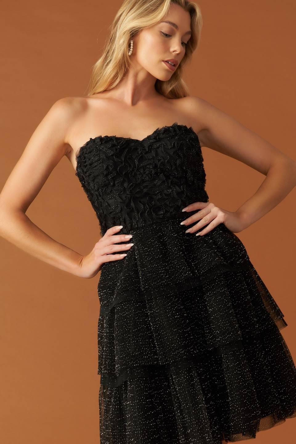 One Thing At a Time Woven Mini Dress in black silver, view 5 — Soul Flow Apparel