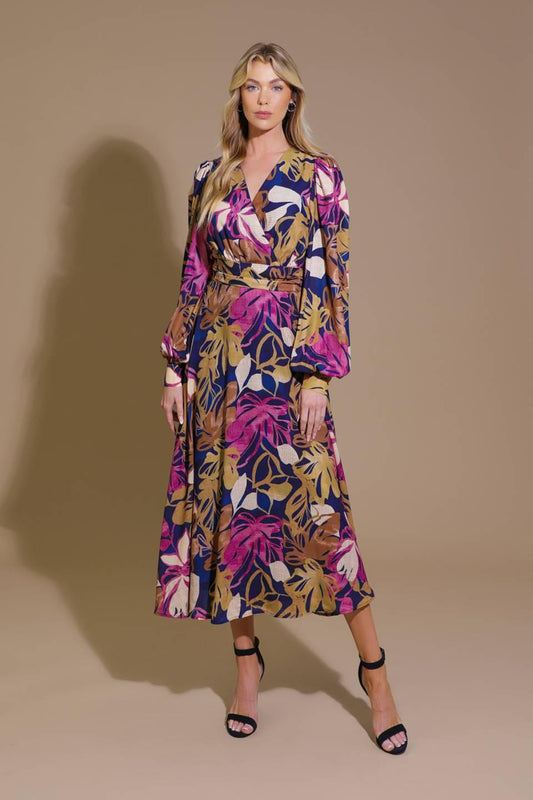Lost in Your Eyes Woven Midi Dress in navy orchid, view 1 — Soul Flow Apparel