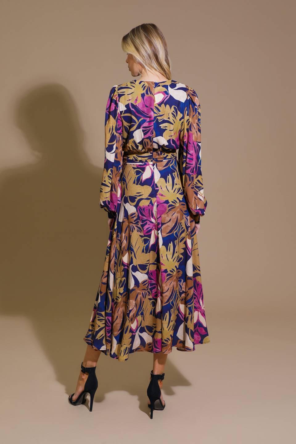 Lost in Your Eyes Woven Midi Dress in navy orchid, view 2 — Soul Flow Apparel