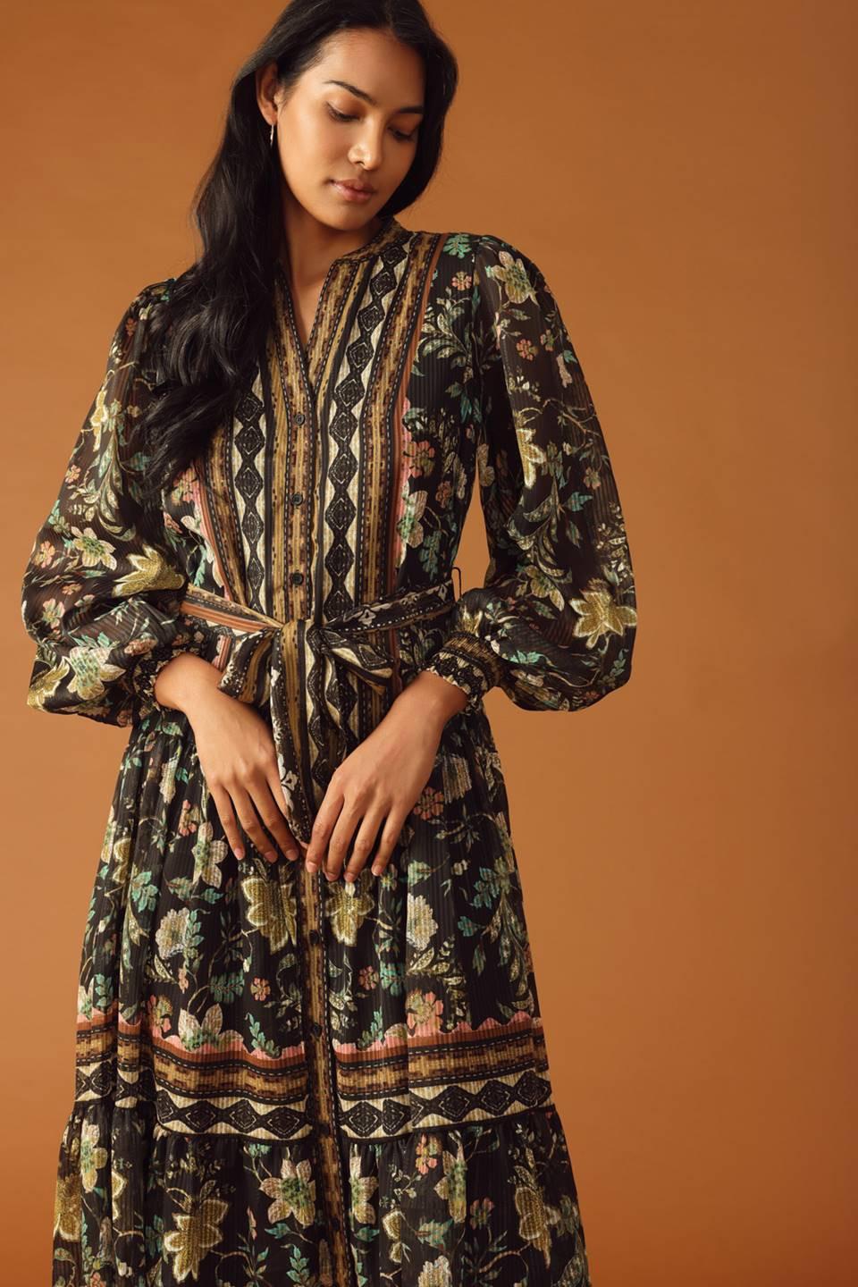 Along the Way Woven Midi Dress in black, view 5 — Soul Flow Apparel