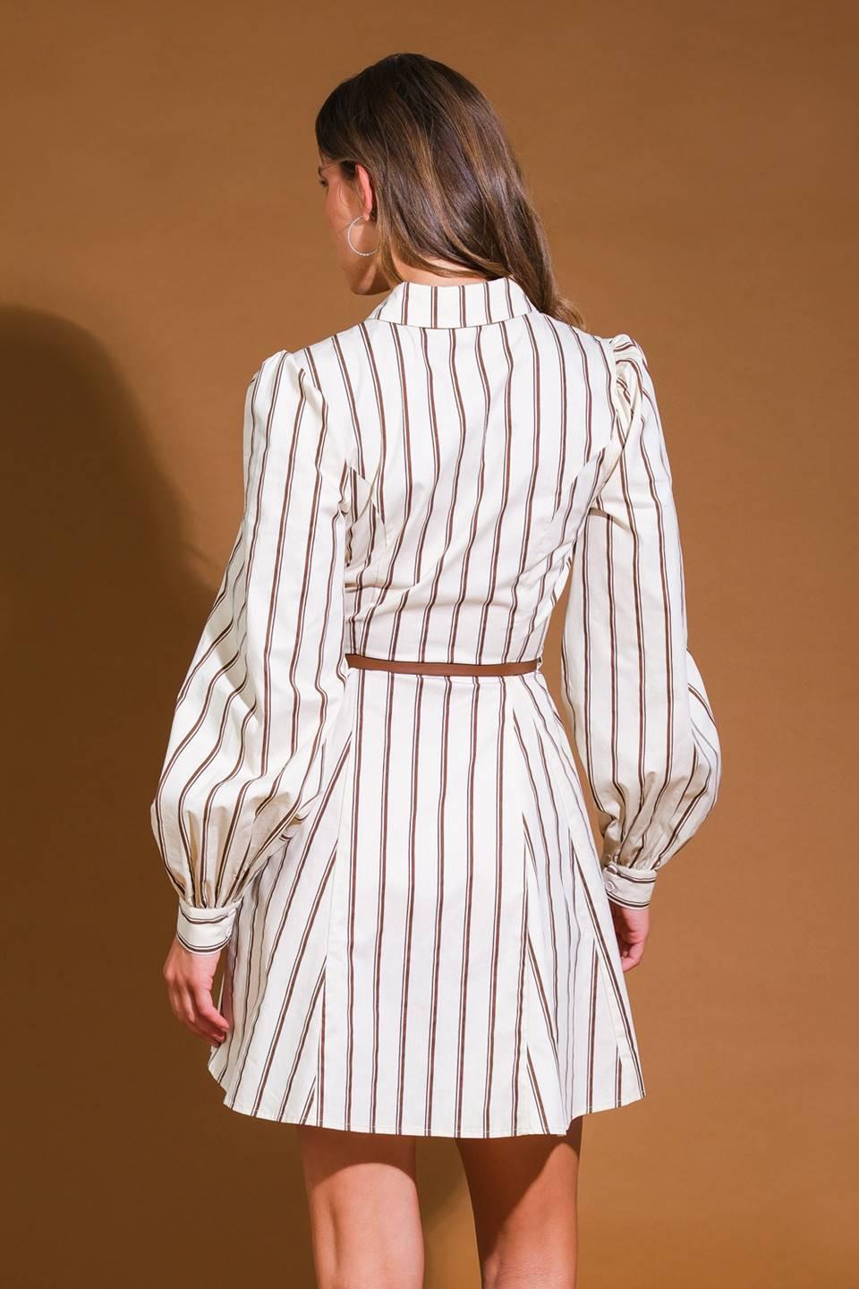Lucky to Have You Woven Mini Dress in cream brown, view 2 — Soul Flow Apparel