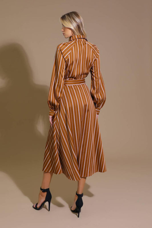Forever Your Girl Woven Midi Dress in caramel, view 2 — Soul Flow Apparel